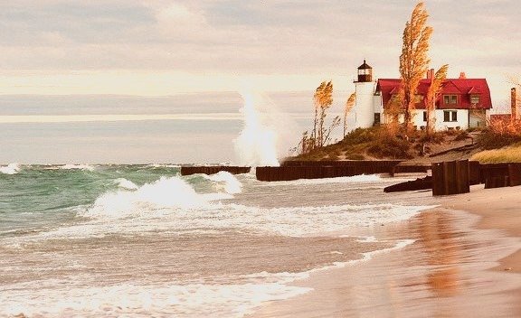 by Michigan Nut on Flickr.Point Betsie Lighthouse at Lake Michigan, United States.