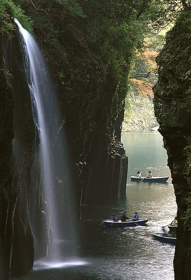 Beautiful waterfalls in Takachiho Gorge, Miyazaki prefecture, Japan