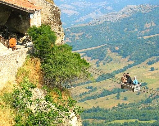 Lift used only by monks at Meteora monastery, Greece . Oh, wow!