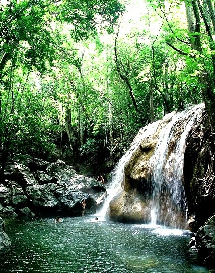 Hot thermal waters at Finca Paraiso Waterfall in Izabal, Guatemala
