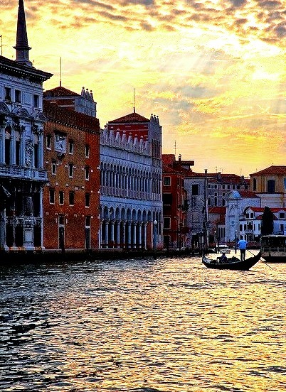 Sunset over The Grand Canal in Venice, Italy