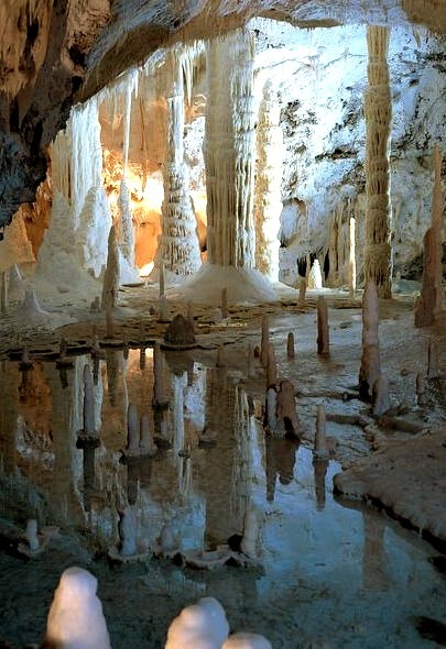 Beautiful formations inside Grotte di Frasassi, Marche, Italy