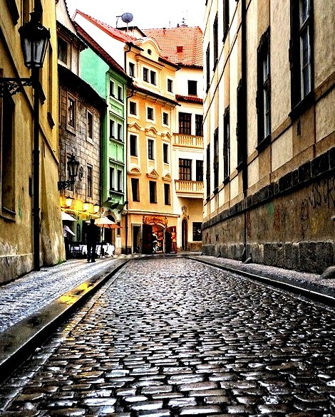 Cobblestone Street, Prague, Czech Republic