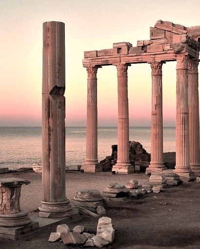 The ruins of the Temple of Apollo at Side, Antalya, Turkey